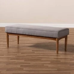 Baxton Studio Arvid Mid-Century Modern Gray Fabric Upholstered Wood Dining Bench -Amazon Store 41cQ3hJE5SL