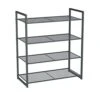 SONGMICS 4-Tier Shoe Rack, Stackable Shoe Organizer, 12-16 Pairs Of Shoes, Metal Shoe Rack Storage，Smoky Gray ULMR84GC