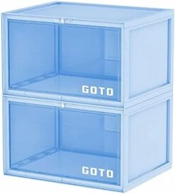 GOTO 2 Packs Of Shoe Storage Boxes, Clear Plastic Side Opening Sneaker Box, Stackable Shoe Organizer, Multi-Function Storage Box, Sneaker Display Case Fit Up To US Male Size 13 (WHITE) -Amazon Store 41cYHNbUX0L. AC