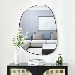 Asymmetrical Mirror For Wall Decor 23"*30", Modern Brass Framed Wall Mirror For Living Room Bathroom Bedroom Entryway ELE-STOU-0064G -Amazon Store 41cZlbqv6uL. AC