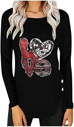 Long Sleeve Shirts For Women,Scoop Neck Fashion Letter Print Pullover Solid Color Basic Tops Slim Fit Tunic Tops -Amazon Store 41ccs5F7s1L. AC