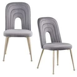 GNIXUU Dinner Chairs Set Of 2, Mid-Century Modern Velvet Upholstered Dining Chair With Metal Legs For Kitchen, Dining, Living, Guest, Bed Room Side Chair(Gray) -Amazon Store 41cdkmE9OdL