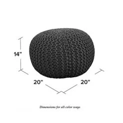 NOORI Home - Premium Luxury 100% Handmade & Handcrafted Cable Style Cotton Knitted Jade Comfortable Pouf, Ottoman, Footrest, Footstool - Beige - 20"x20"x14" -Amazon Store 41ce0B87dZL