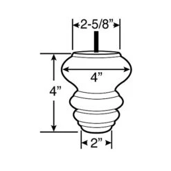 4in H X 4in Dia | Stained Cherry Solid Hardwood | Sofa And Chair Bun Foot Leg
