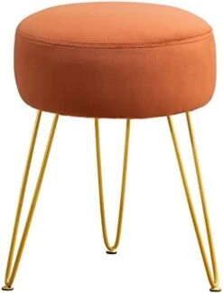 LUE BONA Vanity Stool, White Vanity Stools For Makeup Room, Round Ottoman Foot Stool, Velvet Footrest Vanity Chair For Bathroom Vanity, Bedroom, Living Room, Entryway, Offices -Amazon Store 41cmfnqMQML. AC