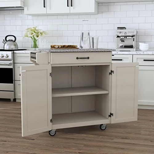 Homestyles Cuisine Kitchen Cart, Off White, Granite Top 5 Homestyles Cuisine Kitchen Cart, Off White, Granite Top - Image 3