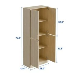 Cozy Castle Oak 71" Kitchen Pantry Storage Cabinet, Tall Freestanding Pantry Cabinet With Doors And Adjustable Shelves For Kitchen, Living Room