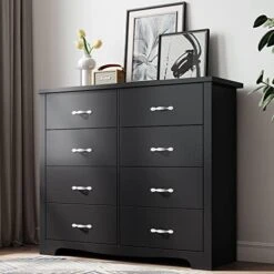 LINSY HOME 6 Drawer Dresser, Black Dresser For Bedroom, Modern Double Dresser Organizer, Black Wood Dresser Chest Of Drawers For Baby,Kids Bedroom -Amazon Store 41cqtCj0ElL. AC