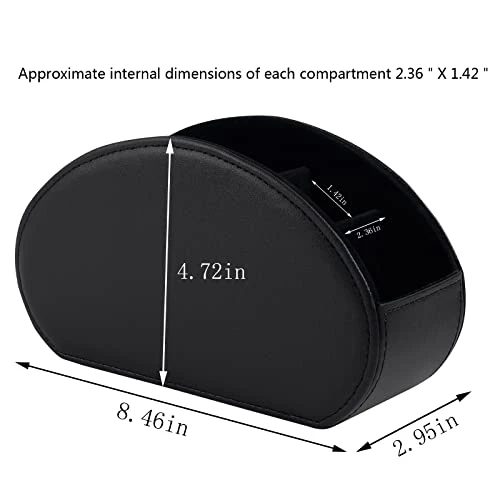 Leather Remote Control Holder With 5 Compartments TV Remote Caddy Storage Box/Tray,Desktop Organizer Store Controller,Glasses,Brush,Media Player,Pen,Space Saver For Bedside Table/Office Desk(Black) 5 Leather Remote Control Holder With 5 Compartments TV Remote Caddy Storage Box/Tray,Desktop Organizer Store Controller,Glasses,Brush,Media Player,Pen,Space Saver For Bedside Table/Office Desk(Black) - Image 3