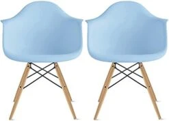 2xhome Modern Dining Side Chairs From Molded Plastic Armchair Shell With Natural Wooden Legs, White, Set Of 2 -Amazon Store 41d1mOuzu0L. AC