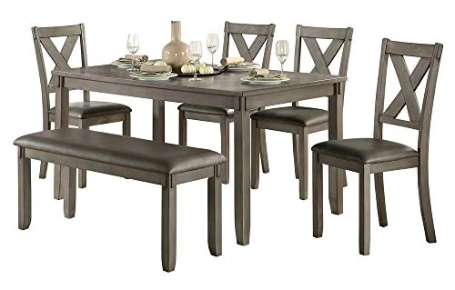 Homelegance 6-Piece Pack Dinette Set, Gray 3 Homelegance 6-Piece Pack Dinette Set, Gray