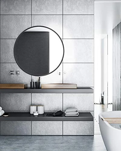 X Home 36-Inch Black Round Mirror With Metal Frame, Modern Circle Wall Mirror For Bathroom, Home Decor - Wall Mounted 6 X Home 36-Inch Black Round Mirror With Metal Frame, Modern Circle Wall Mirror For Bathroom, Home Decor - Wall Mounted - Image 4