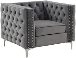 Morden Fort Living Room Furniture Modern 2 Pieces Of Chair And Loveseat Couch Set With Dutch Velvet, Iron Legs - Beige -Amazon Store 41dJHAcQcHL. AC