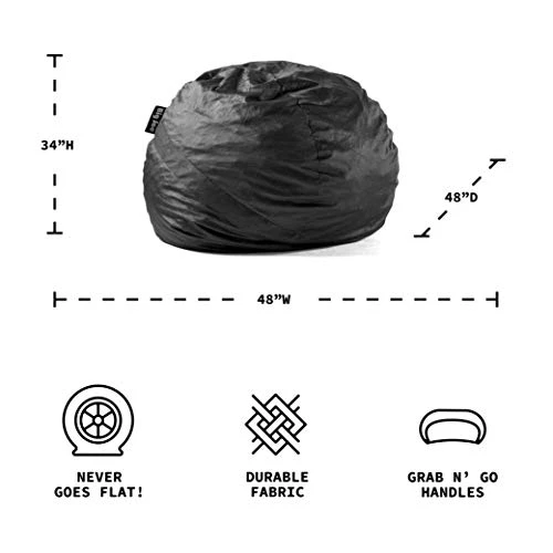 Big Joe Fuf Foam Filled Bean Bag Chair, Large, Black 4 Big Joe Fuf Foam Filled Bean Bag Chair, Large, Black - Image 2