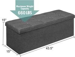 Giantex Storage Ottoman Bench, 43.5''L Folding Foot Rest Storage Chest With Divider, Padded Seat Shoe Bench For Living Room Bedroom Hallway Entryway End Of Bed, Holds Up To 660 Lbs (Dark Gray) -Amazon Store 41dOks8RBwL