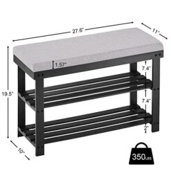 APICIZON 3-Tier Shoe Rack For Entryway, Bamboo Shoe Bench With Cushion Padded Seat, Small Shoe Organizer With Storage For Indoor Entrance Hallway Bedroom Living Room, Black -Amazon Store 41dS7cBF02L