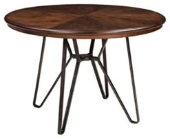 Signature Design By Ashley D372-15 Round Style Centiar Dining Room Table, Standard, Rustic Brown - Mid Century Modern