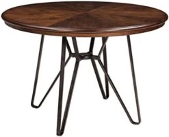 Signature Design By Ashley D372-15 Round Style Centiar Dining Room Table, Standard, Rustic Brown - Mid Century Modern -Amazon Store 41dWMUMPVAL. AC