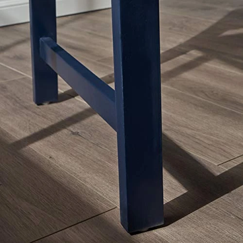 Christopher Knight Home Laurel Farmhouse Cottage Acacia Wood Bench, Pu Navy Blue 6 Christopher Knight Home Laurel Farmhouse Cottage Acacia Wood Bench, Pu Navy Blue - Image 4