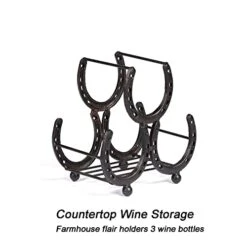 Retrome Iron Horseshoe Wine Rack, Wine Holder 3 Bottles Countertop Freestanding, Dark Bronze… -Amazon Store 41dcyv4NXHL