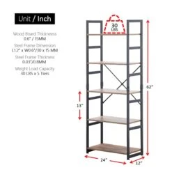 Rustic Industrial Book Shelf, Standing Bookcase For Living Room, Bedroom And Office Plant Shelf, Ladder Shelf, Indoor Plant Stand Ladder Plant Holder Table Plant Pot Stand