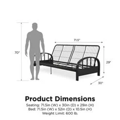 YOITS Aiden Metal Futon Frame (Color : Black) -Amazon Store 41dgZgmuFzL