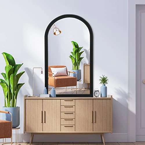 POZINO Arched Wall Mirror, Black Arch Mirror Decor, Bathroom Mirrors For Wall, Mantel Decorative Mirror, Wall Mounted Mirror With Aluminum Alloy Frame For Bedroom Living Room Entryway, 43.3x23.6 Inch 5 POZINO Arched Wall Mirror, Black Arch Mirror Decor, Bathroom Mirrors For Wall, Mantel Decorative Mirror, Wall Mounted Mirror With Aluminum Alloy Frame For Bedroom Living Room Entryway, 43.3x23.6 Inch - Image 3