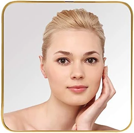 YEAKE Desk Table Stand Mirror For Make Up,Gold Hanging Wall Mirror Office With Metal Frame & Simple Bracket Can Be Assembled.(Rectangle) 6 YEAKE Desk Table Stand Mirror For Make Up,Gold Hanging Wall Mirror Office With Metal Frame & Simple Bracket Can Be Assembled.(Rectangle) - Image 4