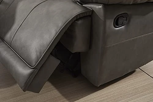 Betsy Furniture Bonded Leather Reclining Sofa Couch Set Living Room Set 8006 (Grey, Glider Chair) 4 Betsy Furniture Bonded Leather Reclining Sofa Couch Set Living Room Set 8006 (Grey, Glider Chair) - Image 2