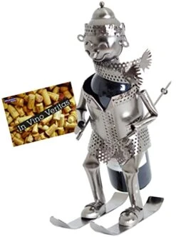 BRUBAKER Wine Bottle Holder Statue Huge Winter Sports Skier Sculptures And Figurines Decor & Vintage Wine Racks And Stands Gifts Decoration