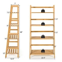 Giantex Ladder Shelf, 4 Tier Bamboo Ladder Bookshelf, 48’’ Tall Freestanding Bookcase Storage Rack Plant Stand For Living Room, Balcony, Office, Bedroom, Farmhouse Wooden Ladder Bookshelf, Natural 9 Giantex Ladder Shelf, 4 Tier Bamboo Ladder Bookshelf, 48’’ Tall Freestanding Bookcase Storage Rack Plant Stand For Living Room, Balcony, Office, Bedroom, Farmhouse Wooden Ladder Bookshelf, Natural -Amazon Store 41ds8puFpfL