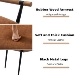 HEAH-YO Vintage Entryway Bench, Durable PU Faux Leather Bedroom Bench With Armrests And Metal Legs, 18” Seat Height Footstool Ottoman For Living Room, Brown -Amazon Store 41e2ajdkJdL