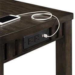 BOWERY HILL Montego Multipurpose Home, Kitchen, Dining Bar Living Room Sofa Table Set With 3 Upholstered Stools, Chairs In Dark Walnut And Gray Fabric -Amazon Store 41e2i2haiJL