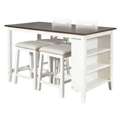 BEDGJH Rustic Counter Height Dining Table Set, 5 Pieces Wooden Bar Table Set With 2 Stools And 2 Chairs, Multipurpose Kitchen Dining Room Set For 4 (White) 19 BEDGJH Rustic Counter Height Dining Table Set, 5 Pieces Wooden Bar Table Set With 2 Stools And 2 Chairs, Multipurpose Kitchen Dining Room Set For 4 (White) -Amazon Store 41e3Ux6xTyL