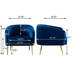 LSSPAID Velvet Accent Chair, Fabric Upholstered Accent Chairs For Living Room, Golden Metal Legs Armchairs, Navy Blue, Set Of 1 -Amazon Store 41e3e1wmXyL