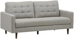 Amazon Brand – Rivet Cove Mid-Century Modern Tufted Leather Accent Chair, 32.7"W, Caramel -Amazon Store 41e4hClscFL. AC