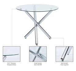 Modern Dining Table Set For 4 Person,5 Pieces Kitchen Dining Room Sets With Glass Round Table Top,Chrome Legs + 4 White With Black Side,Faux Leather High Back Dining Room Chairs Set For Home Office 14 Modern Dining Table Set For 4 Person,5 Pieces Kitchen Dining Room Sets With Glass Round Table Top,Chrome Legs + 4 White With Black Side,Faux Leather High Back Dining Room Chairs Set For Home Office -Amazon Store 41e5m5efhcL