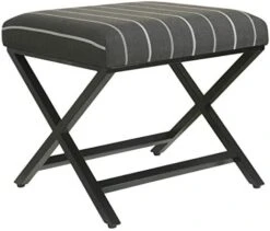 Homepop Home Decor | Modern Square Ottoman With Metal X Base | Ottoman For Living Room & Bedroom | Decorative Home Furniture (Tan And Cream Awning Stripe) -Amazon Store 41e6l8gJdL. AC