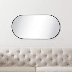 TEHOME Black Oval Bathroom Mirror 20x40'' Pill Shaped Oblong Vanity Mirror Metal Framed Capsule Mirror For Wall In Stainless Steel Rounded Rectangular Mirrors For Wall Mounted -Amazon Store 41e9qvCAiQL