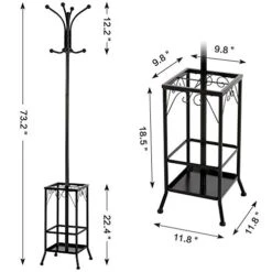 Topeakmart Free-Standing Coat Hanger/Holder W/ 8 Hooks And Stand/Base Entryway Clothes Hall Tree Hat Hanger Umbrella Holder For Home/Office,Metal, Black -Amazon Store 41eDDrLXhcL 1