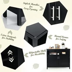 LOKO Buffet Cabinet With Storage, Bar Cabinet With Five-Position Adjustable Shelf, Wine Cabinet Sideboard Console Table, 40 X 16 X 34 Inches (Black) -Amazon Store 41eGYZE7mBL