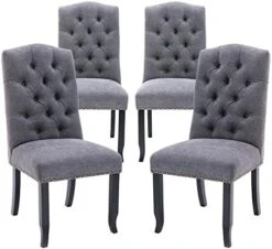 COLAMY Tufted Dining Chairs Set Of 6, Upholstered Parsons Dining Room Chairs, Fabric Kitchen Side Chair With Nailhead Trim And Wood Legs, Beige 18 COLAMY Tufted Dining Chairs Set Of 6, Upholstered Parsons Dining Room Chairs, Fabric Kitchen Side Chair With Nailhead Trim And Wood Legs, Beige -Amazon Store 41eKcuGABL. AC