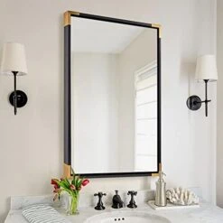ANDY STAR 24x40” Strong Pine Wood Black Mirrors For Bathroom, Modern Horizontal Mirror With Gold Metal Corner, Clean Rectangle Wall Mirror Vanity Mirror 2" Depth Design Hangs Vertical Or Horizontal 21 ANDY STAR 24x40” Strong Pine Wood Black Mirrors For Bathroom, Modern Horizontal Mirror With Gold Metal Corner, Clean Rectangle Wall Mirror Vanity Mirror 2" Depth Design Hangs Vertical Or Horizontal -Amazon Store 41eKdTWaWdL. AC
