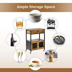 Coffee Bar Cabinet, Kitchen Buffet Cabinet With Storage, Buffet Storage Cabinet With Wheels, Sideboard Coffee Cart With Doors & Shelves, Industrial Coffee Bar Table With Drawer, Rustic Brown -Amazon Store 41eN7XxIiZL