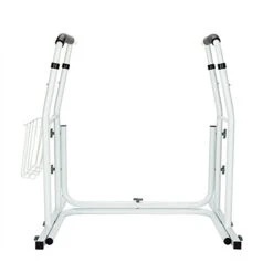 MENGKStand Alone Toilet Safety Grab Rail With Magazine Rack White