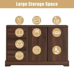 Giantex Buffet Sideboard, Storage Console Table With 3 Drawers And 2-Door Cabinets, Buffet Server Cupboard For Kitchen, Dining Room, Living Room, Entryway, Walnut (46.5”LX 15.5”WX 30.5”H) -Amazon Store 41eUhTC98UL