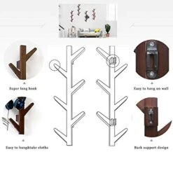 LYLY Coat Rack,Durable Bamboo Coat Hook,Modern-Style Hat Rack Used In Indoor Places Such As Corridors Kitchens Living Rooms Bedrooms Etc(8 Hooks). -Amazon Store 41ee7iIZpVL