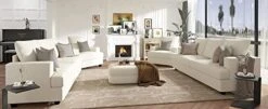 AMERLIFE Deep Seat Sofa-Contemporary Chenille Sofa Couch, 97" Wide Large 3 Seater Sofa For Living Room-Oversized Sofa Comfy Sofa Beige -Amazon Store 41eluMuOCbL