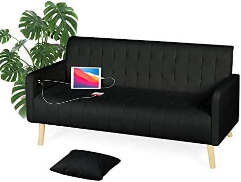 TYBOATLE Modern Living Room Sectional Sofa Sets 2 Piece, 65” W Tufted Mid-Century Loveseat Couch W/ 2 USB Charging Ports And Comfy Accent Arm Chairs For Small Space, Apartment, Office (Dark Grey) 7 TYBOATLE Modern Living Room Sectional Sofa Sets 2 Piece, 65” W Tufted Mid-Century Loveseat Couch W/ 2 USB Charging Ports And Comfy Accent Arm Chairs For Small Space, Apartment, Office (Dark Grey) - Image 5