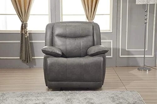 Betsy Furniture Bonded Leather Reclining Sofa Couch Set Living Room Set 8006 (Grey, Glider Chair) 11 Betsy Furniture Bonded Leather Reclining Sofa Couch Set Living Room Set 8006 (Grey, Glider Chair) - Image 9